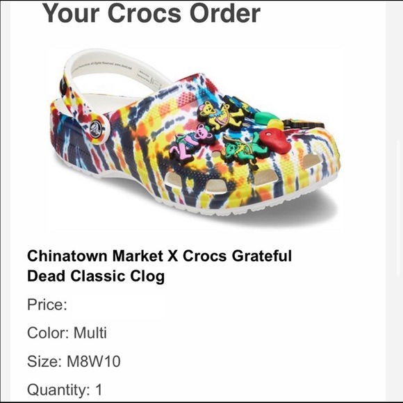 Chinatown Market x Grateful Dead Crocs Size 8M/10W - Picture 3 of 3